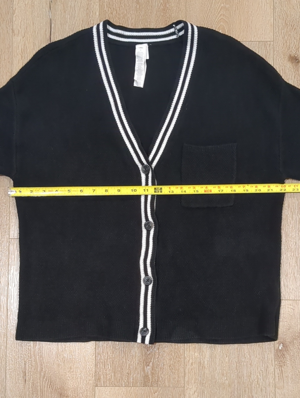 Alo Tennis Sweater Cardigan Black And Ivory Medium - Picture 6 of 9